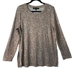 Loramendi leopard print pullover sweater with side vents XL